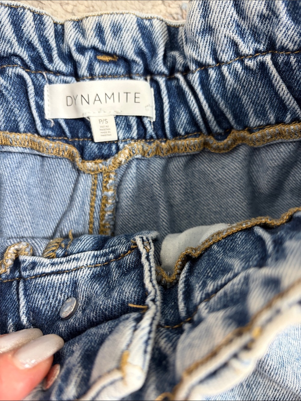 Dynamite Light Wash Paperbag Waist Denim Shorts - Picture 2 of 4